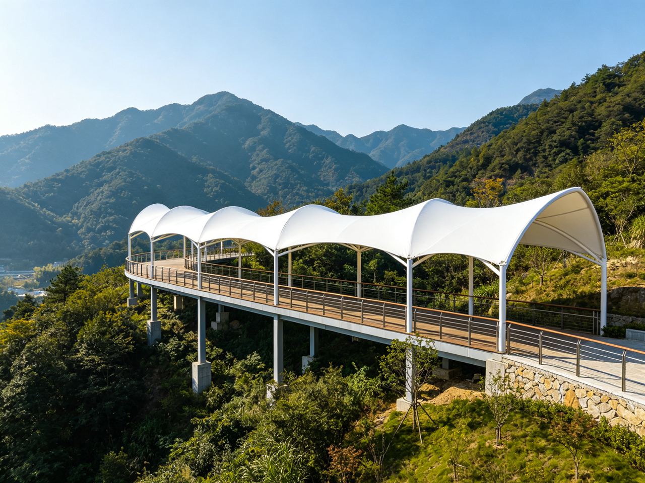 连廊膜结构_架空连廊膜_方案设计