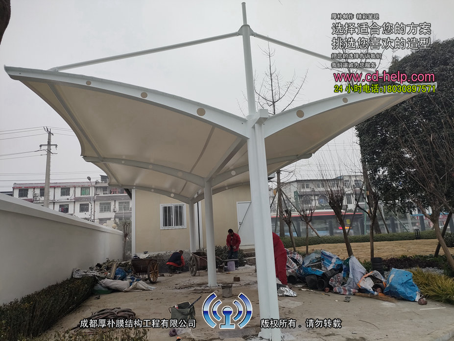 中铁八局自行车棚膜结构工程照片4_成都膜结构案例
