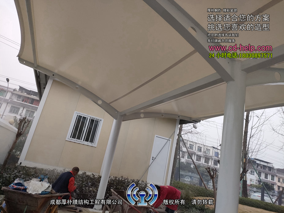 中铁八局自行车棚膜结构工程照片8_成都膜结构案例