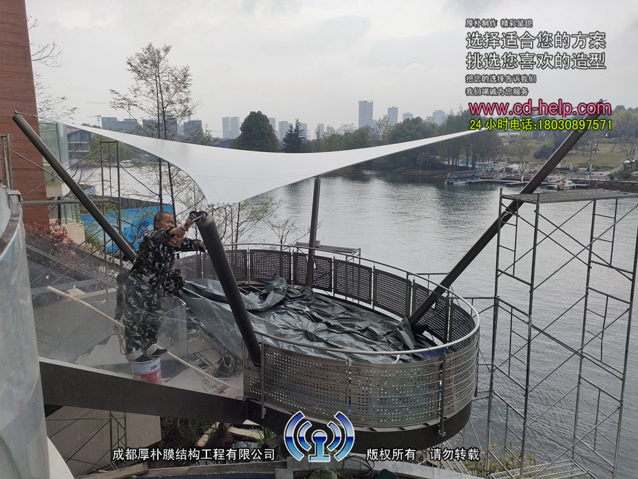华阳黑珍珠麒麟荟别墅膜结构工程照片7_成都膜结构案例