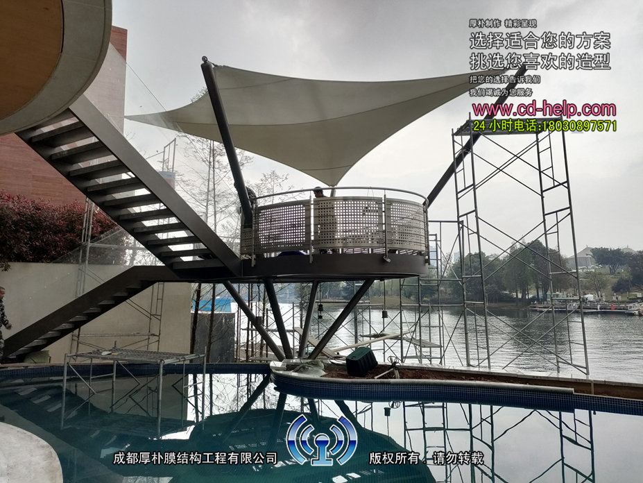 华阳黑珍珠麒麟荟别墅膜结构工程照片11_成都膜结构案例