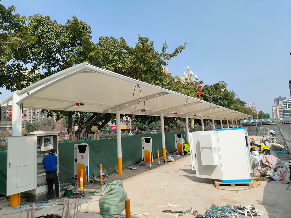 新能源汽车充电站膜结构雨棚工程案例