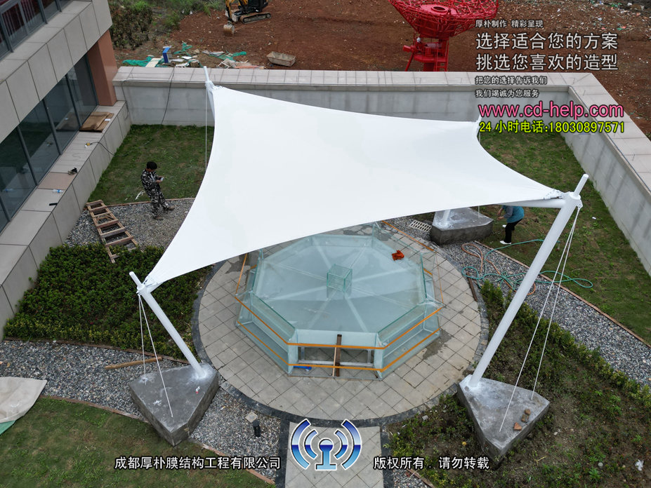 天府区宇宙线研究中心楼顶膜结构工程照片4_成都膜结构案例