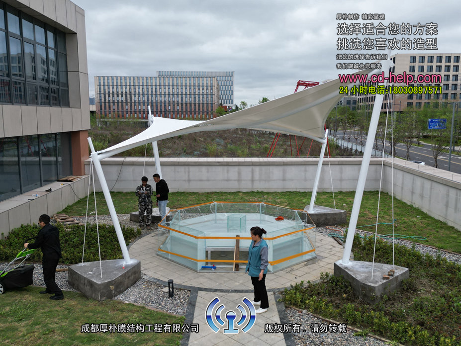 天府区宇宙线研究中心楼顶膜结构工程照片5_成都膜结构案例