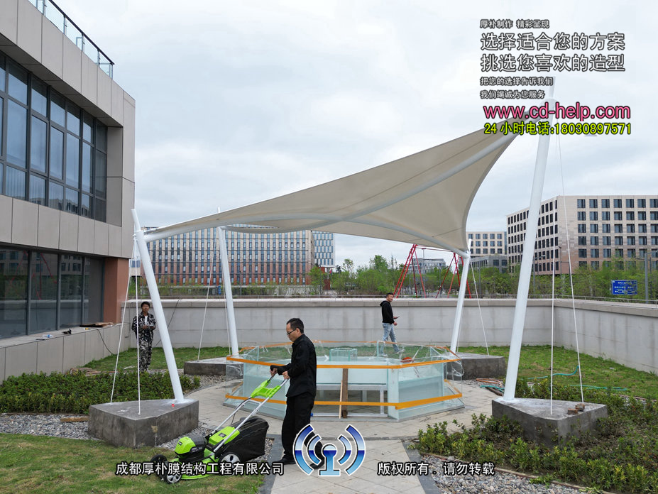 天府区宇宙线研究中心楼顶膜结构工程照片6_成都膜结构案例