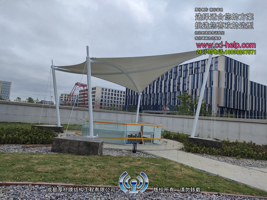 天府区宇宙线研究中心楼顶膜结构工程照片12_成都膜结构案例