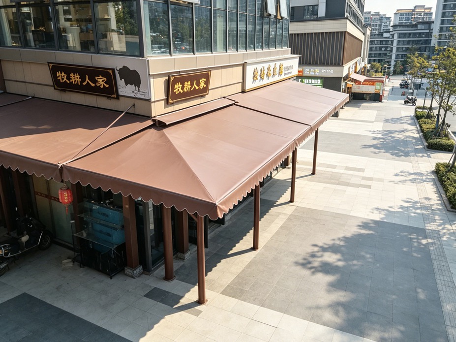 成华区餐厅门头遮阳膜结构工程照片4_成都膜结构案例