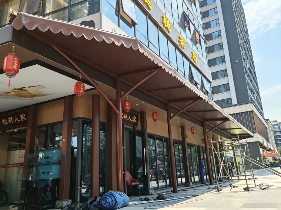 成华区餐厅门头遮阳膜结构工程照片9_成都膜结构案例