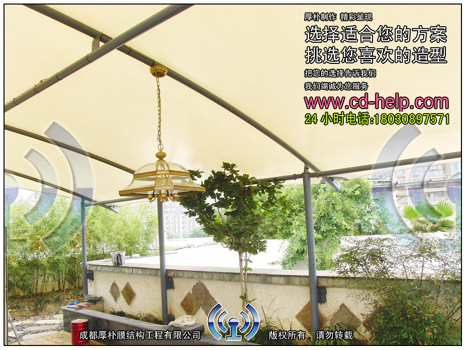 成都上东阳光别墅屋顶膜结构工程照片9_成都膜结构案例