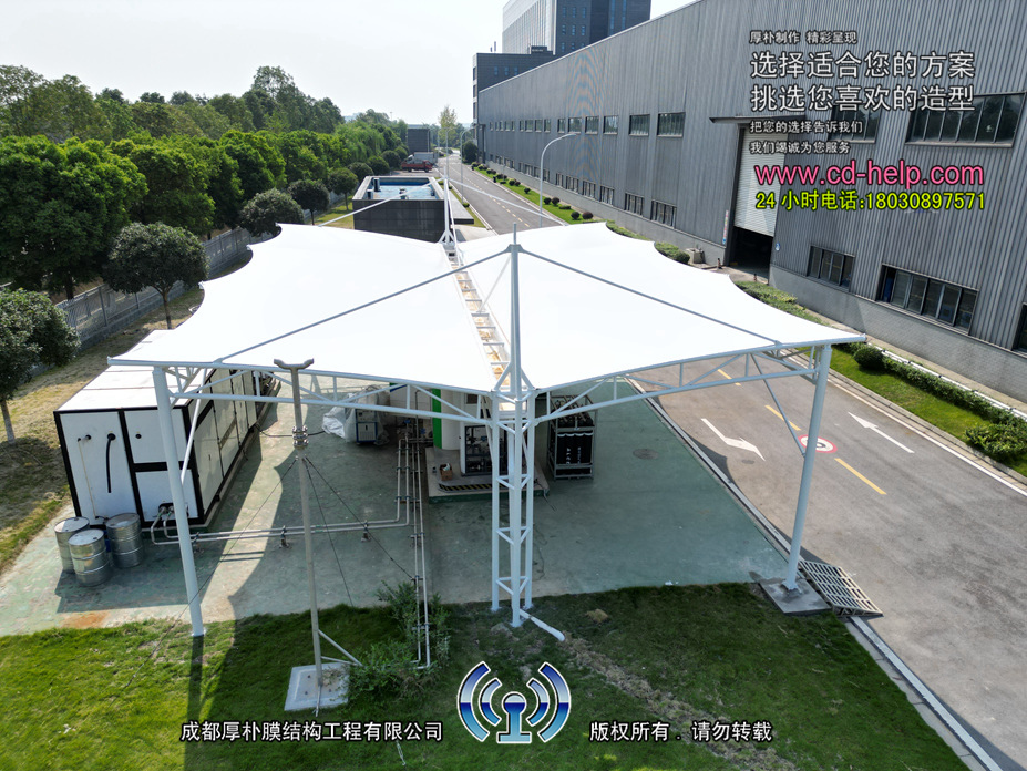 成都厚普加氢机遮阳膜结构工程照片6_成都膜结构案例