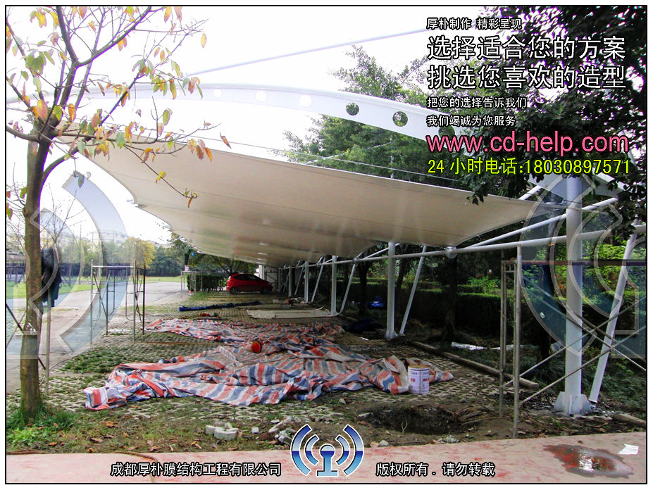 成都国嘉集团停车场膜结构工程照片12_成都膜结构案例