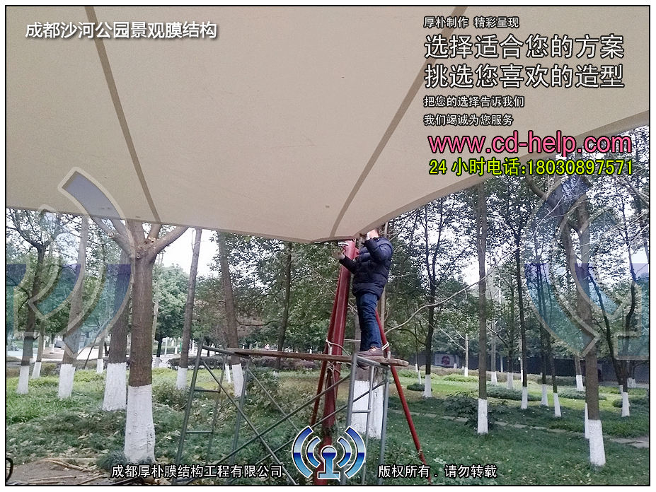 成都沙河公园景观膜结构工程照片11_成都膜结构案例