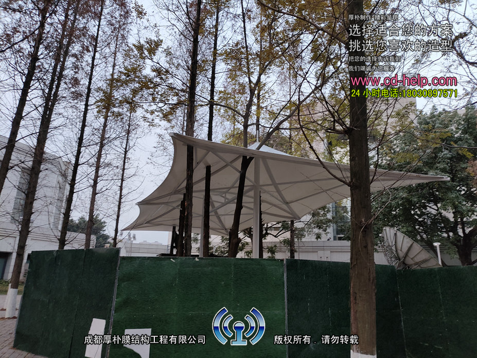 成都电子科大雷达车遮阳膜结构工程照片8_成都膜结构案例