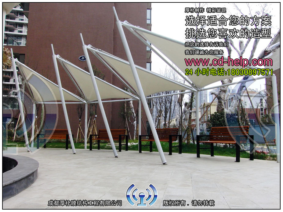 成都领馆区1号景观膜结构工程照片4_成都膜结构案例