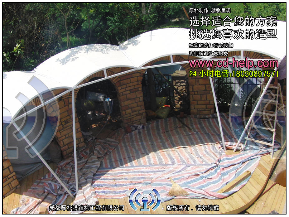 成都麓山国际别墅膜结构工程照片9_成都膜结构案例