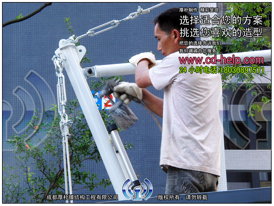 新都我的大学小区船帆景观膜结构工程照片2_成都膜结构案例