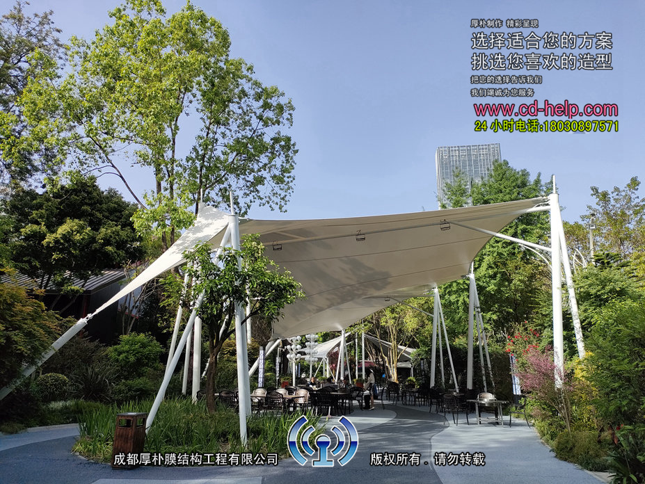 望江宾馆啤酒广场膜结构工程照片12_成都膜结构案例