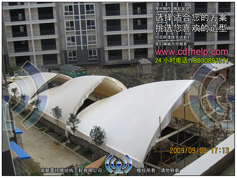 江油宏安中华御景地下通道膜结构工程照片4_成都膜结构案例
