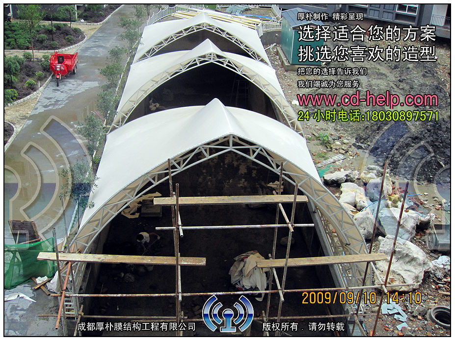 江油宏安中华御景地下通道膜结构工程照片6_成都膜结构案例