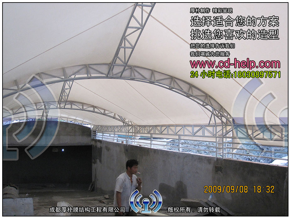 江油宏安中华御景地下通道膜结构工程照片9_成都膜结构案例