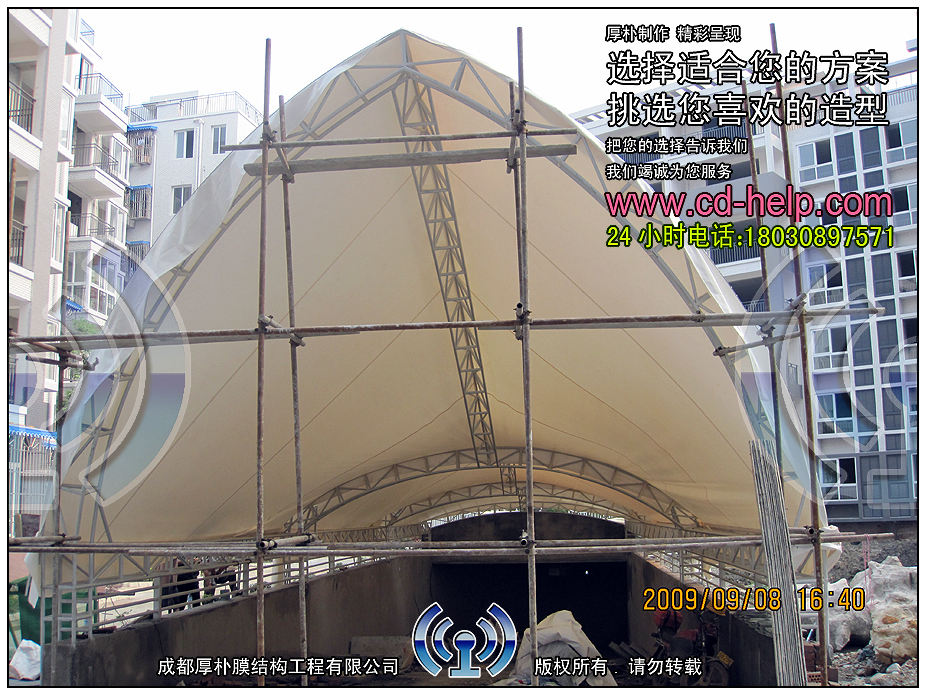 江油宏安中华御景地下通道膜结构工程照片11_成都膜结构案例