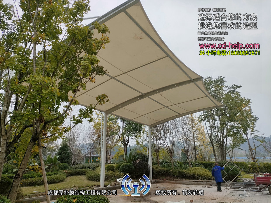 浦江车棚膜结构工程照片9_成都膜结构案例