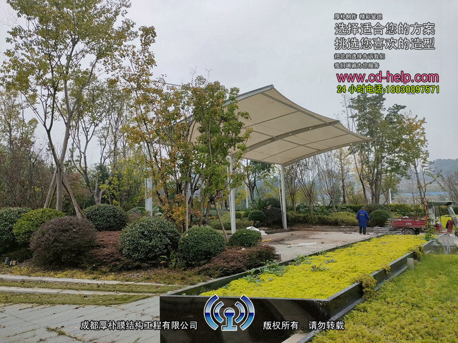 浦江车棚膜结构工程照片10_成都膜结构案例