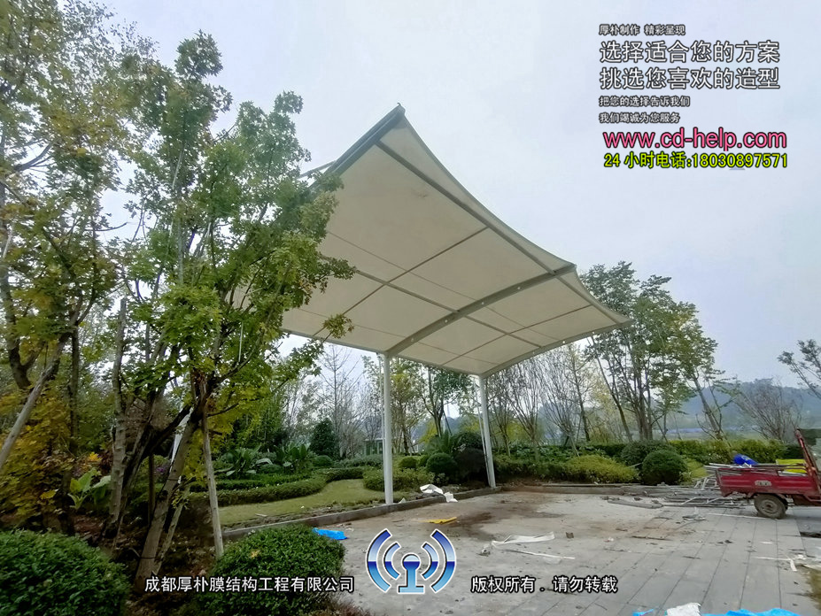 浦江车棚膜结构工程照片12_成都膜结构案例