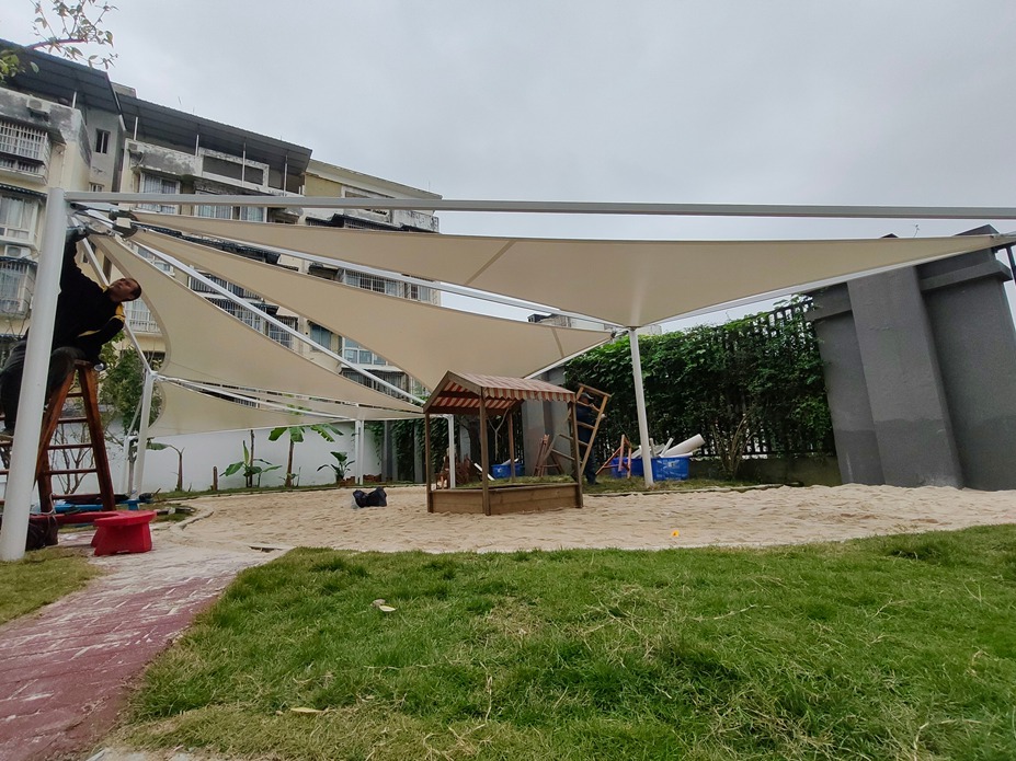 眉山南湖幼儿园沙池遮阳膜结构工程照片12_成都膜结构案例