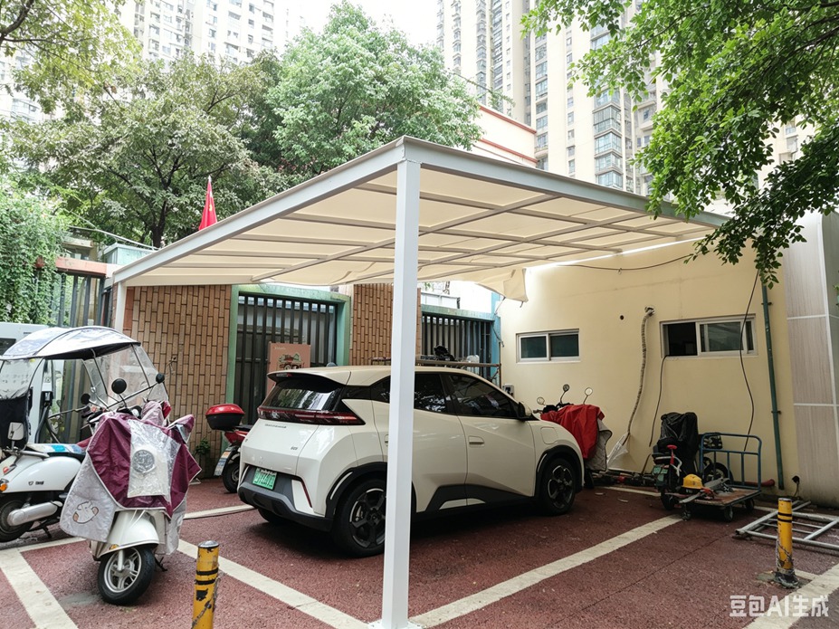 眉山幼儿园员工停车棚膜结构工程照片10_成都膜结构案例