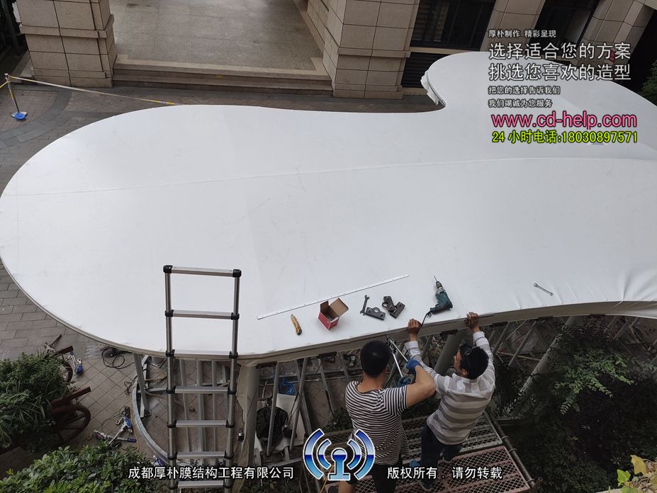 石室小学阅读亭膜结构工程照片2_成都膜结构案例