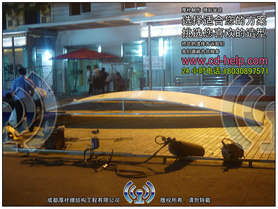 简阳市人民医院急诊部大门膜结构工程照片11_成都膜结构案例