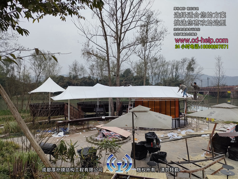 邛崃山那边楼盘休闲膜结构工程照片5_成都膜结构案例