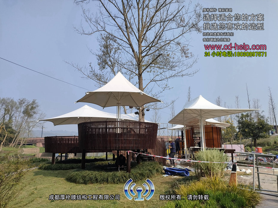 邛崃山那边楼盘休闲膜结构工程照片8_成都膜结构案例