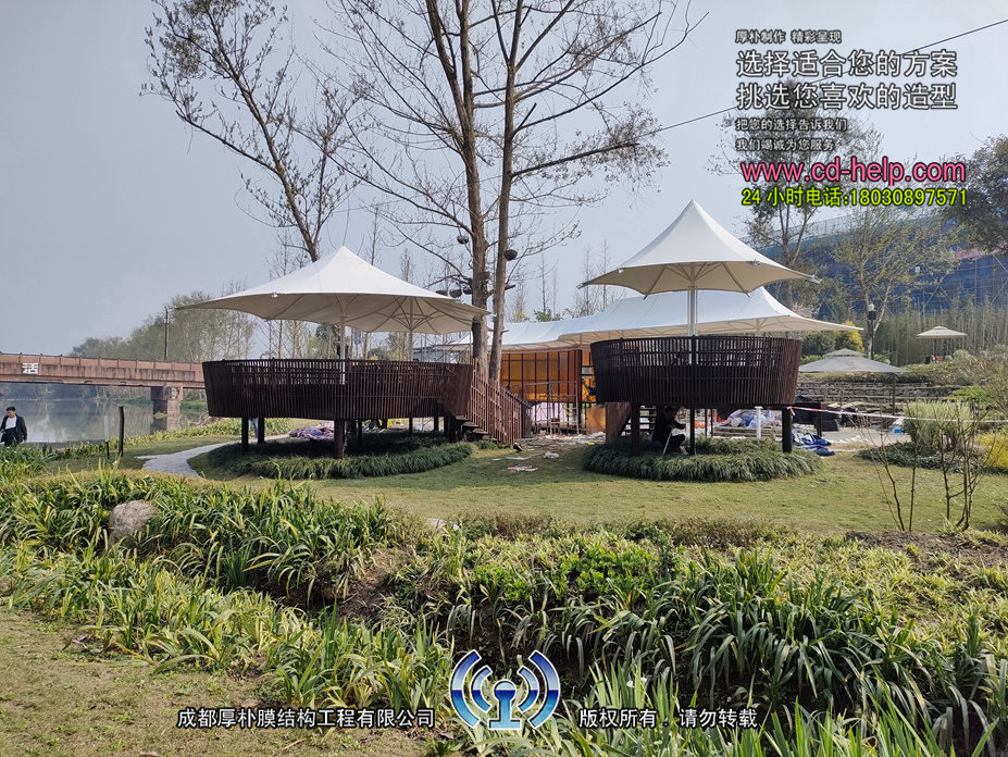 邛崃山那边楼盘休闲膜结构工程照片9_成都膜结构案例