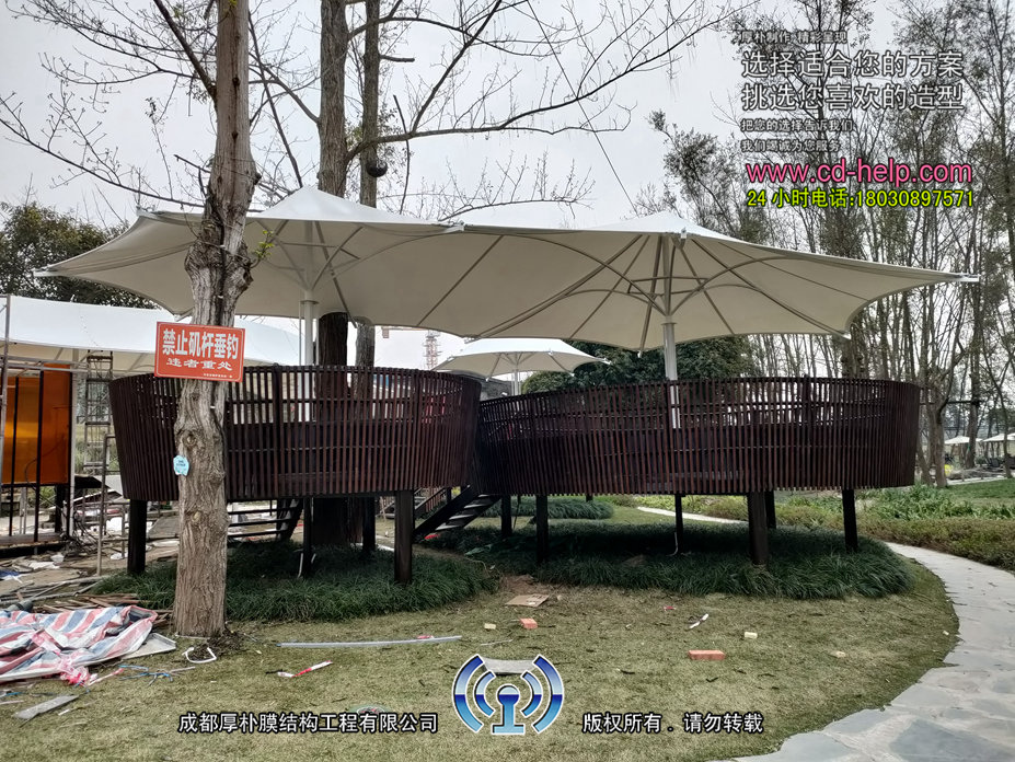 邛崃山那边楼盘休闲膜结构工程照片11_成都膜结构案例