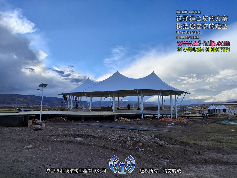 阿坝县大厅膜结构工程照片8_成都膜结构案例