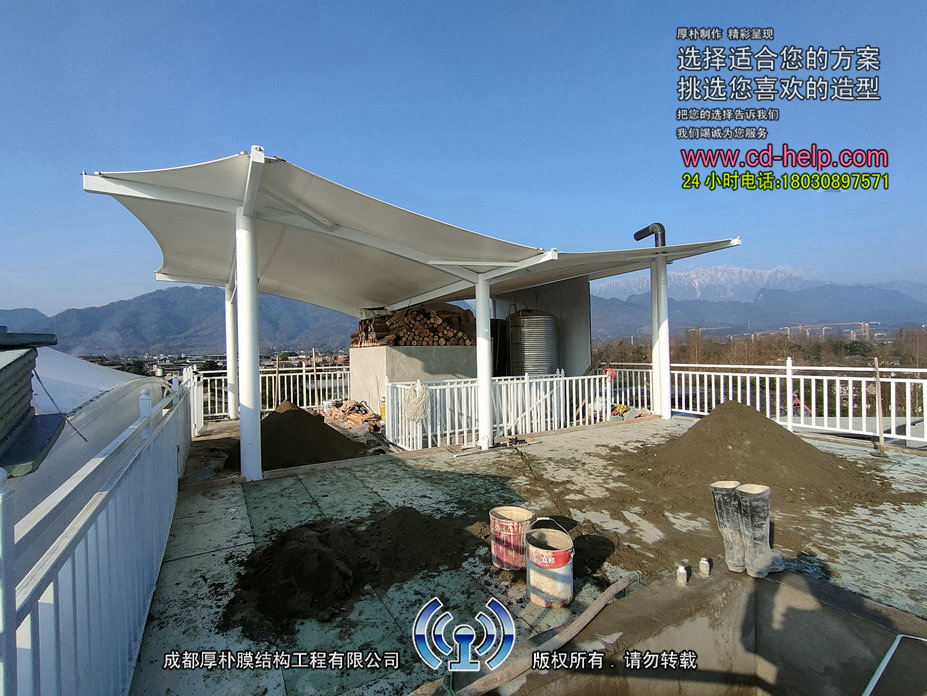 青城山柴门人家屋顶膜结构工程照片11_成都膜结构案例