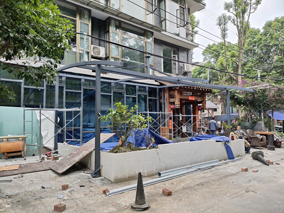 青城时光酒店遮阳膜结构工程照片10_成都膜结构案例