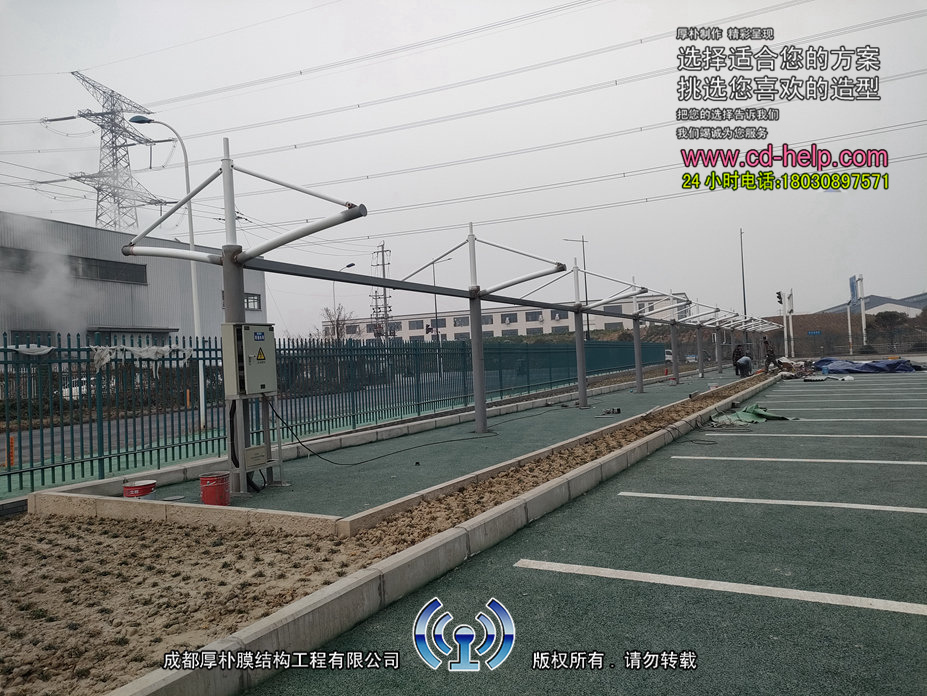 青白江宝湾蓉欧非机动车棚膜结构工程照片10_成都膜结构案例